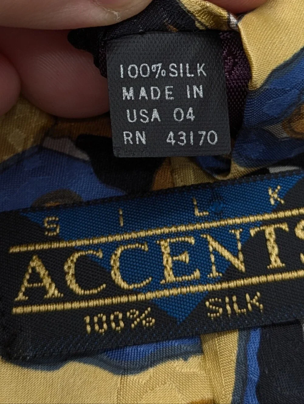 Vintage Accents Black Brown Blue Abstract Silk Mens Tie